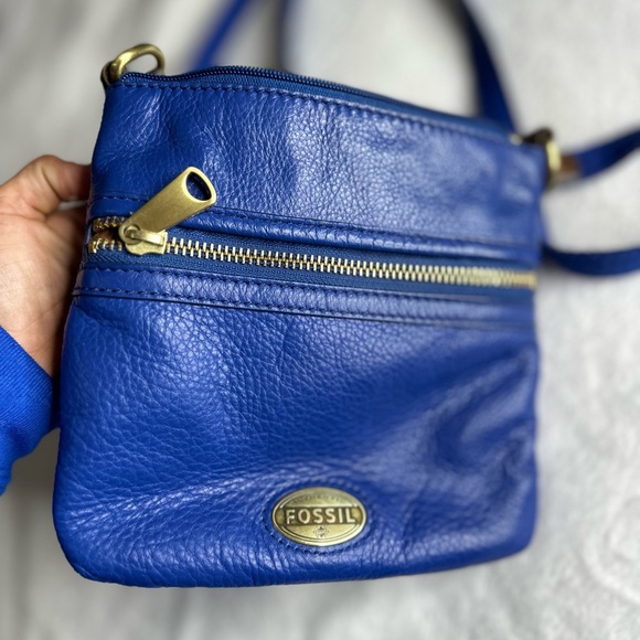 Fossil Blue Leather Shoulder Bag - Picture 3 of 4